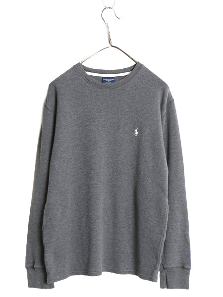 ポロ ラルフローレン 長袖 サーマル Tシャツ メンズ M 古着 ロンT ワッフル カットソー ワンポイント ストレッチ インナー シンプル グレー
