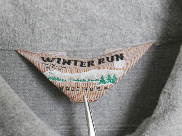 80s USA製 WINTER RUN シャモア クロス 長袖 シャツ メンズ M 程/ ヴィンテージ ネルシャツ ヘビーウェイト コットン フランネル 無地 灰