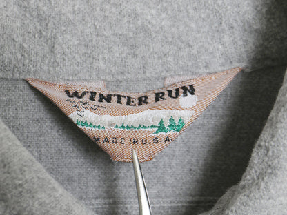 80s USA製 WINTER RUN シャモア クロス 長袖 シャツ メンズ M 程/ ヴィンテージ ネルシャツ ヘビーウェイト コットン フランネル 無地 灰