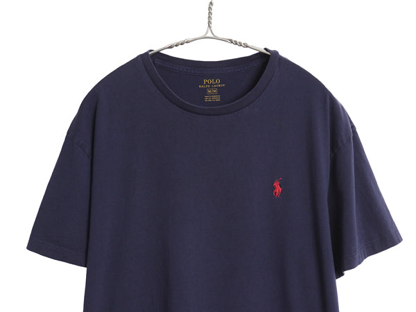 ポロ ラルフローレン 半袖 Tシャツ メンズ M 古着 コットン シングルステッチ ワンポイント カットソー クルーネック シンプル トップス 紺