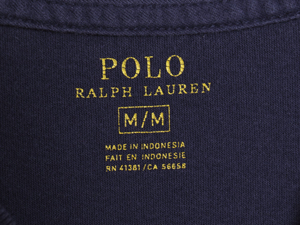 ポロ ラルフローレン 半袖 Tシャツ メンズ M 古着 コットン シングルステッチ ワンポイント カットソー クルーネック シンプル トップス 紺