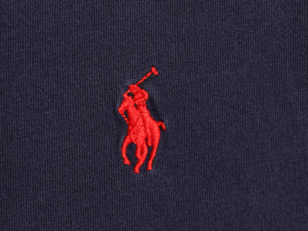 ポロ ラルフローレン 半袖 Tシャツ メンズ M 古着 コットン シングルステッチ ワンポイント カットソー クルーネック シンプル トップス 紺
