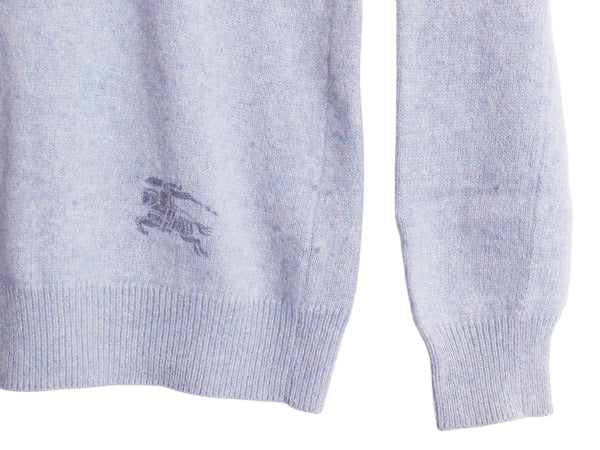 バーバリー ブリット ニット セーター レディース M / 古着 カシミヤ コットン クルーネック ワンポイント シンプル きれいめ ライトブルー