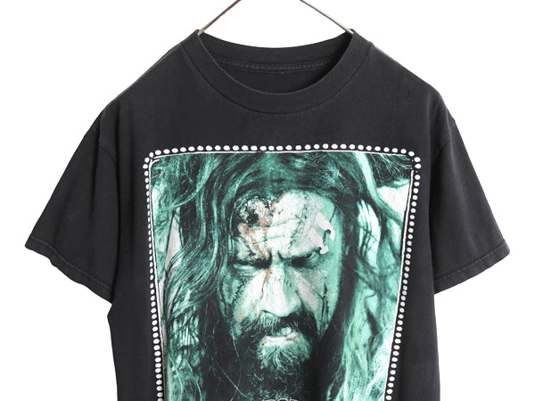 ロブゾンビ フォト イラスト プリント 半袖 Tシャツ メンズ M / オフィシャル メタル バンド ツアー グラフィック ヘビーウェイト ブラック