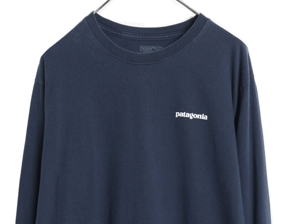 パタゴニア 両面 プリント 長袖 Tシャツ メンズ L 17年製 アウトドア ロンT ロングスリーブ P6 バックプリント ボックスロゴ カットソー 紺