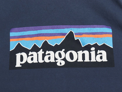 パタゴニア 両面 プリント 長袖 Tシャツ メンズ L 17年製 アウトドア ロンT ロングスリーブ P6 バックプリント ボックスロゴ カットソー 紺