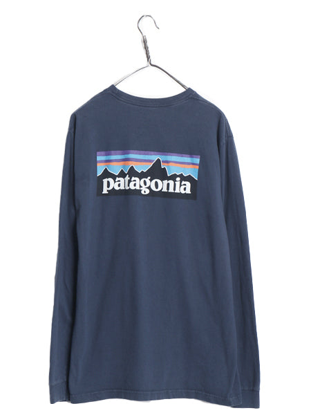 パタゴニア 両面 プリント 長袖 Tシャツ メンズ L 17年製 アウトドア ロンT ロングスリーブ P6 バックプリント ボックスロゴ カットソー 紺