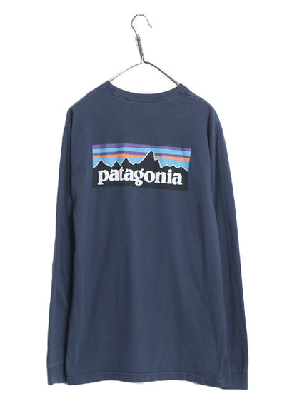 パタゴニア 両面 プリント 長袖 Tシャツ メンズ L 17年製 アウトドア ロンT ロングスリーブ P6 バックプリント ボックスロゴ カットソー 紺