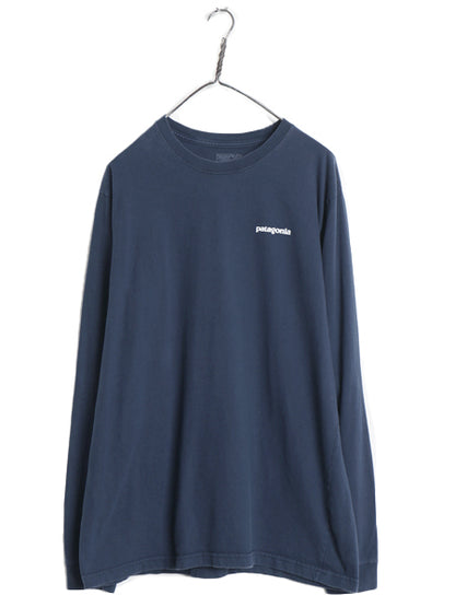 パタゴニア 両面 プリント 長袖 Tシャツ メンズ L 17年製 アウトドア ロンT ロングスリーブ P6 バックプリント ボックスロゴ カットソー 紺