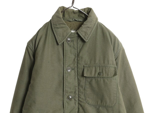 80s 米軍実物 USN ネイビー A-2 デッキ ジャケット メンズ S / 82年製 ヴィンテージ NAVY ミリタリー 軍物 裏ボア ライナー付き ステンシル