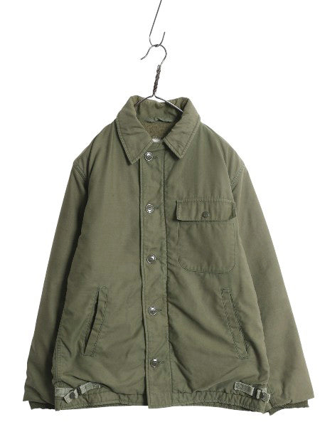 80s 米軍実物 USN ネイビー A-2 デッキ ジャケット メンズ S / 82年製 ヴィンテージ NAVY ミリタリー 軍物 裏ボア ライナー付き ステンシル