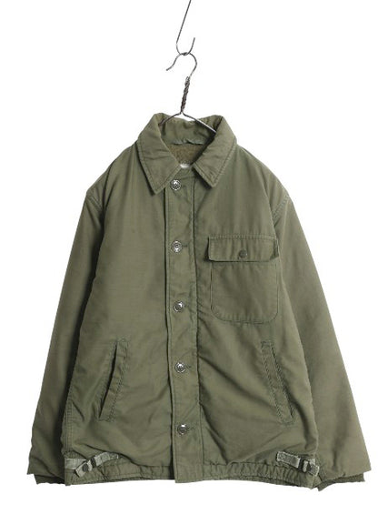 80s 米軍実物 USN ネイビー A-2 デッキ ジャケット メンズ S / 82年製 ヴィンテージ NAVY ミリタリー 軍物 裏ボア ライナー付き ステンシル