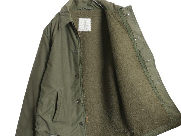 80s 米軍実物 USN ネイビー A-2 デッキ ジャケット メンズ S / 82年製 ヴィンテージ NAVY ミリタリー 軍物 裏ボア ライナー付き ステンシル