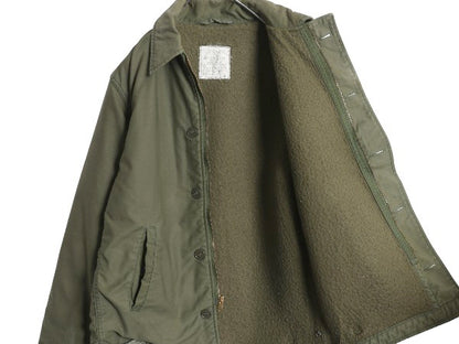 80s 米軍実物 USN ネイビー A-2 デッキ ジャケット メンズ S / 82年製 ヴィンテージ NAVY ミリタリー 軍物 裏ボア ライナー付き ステンシル