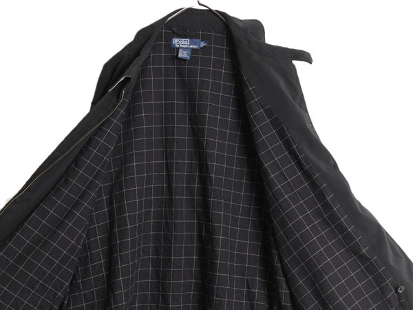 90s ポロ ラルフローレン スイングトップ ジャケット メンズ XXL オールド スムース 素材 フルジップ チェック ライナー 大きいサイズ 黒