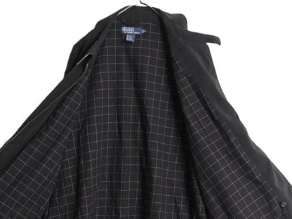 90s ポロ ラルフローレン スイングトップ ジャケット メンズ XXL オールド スムース 素材 フルジップ チェック ライナー 大きいサイズ 黒