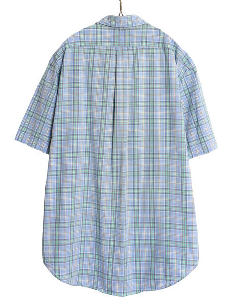 90s ラルフローレン チェック 半袖 ボタンダウン シャツ メンズ XL オールド ポロ 半袖シャツ コットン ワイシャツ ゆったり 大きいサイズ