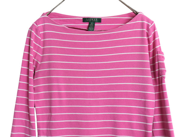 00s ローレン ラルフローレン ボートネック ボーダー 7分袖 Tシャツ レディース S 古着 カットソー コットン ストレッチ きれいめ トップス