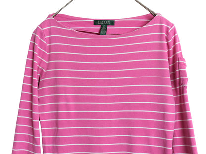 00s ローレン ラルフローレン ボートネック ボーダー 7分袖 Tシャツ レディース S 古着 カットソー コットン ストレッチ きれいめ トップス