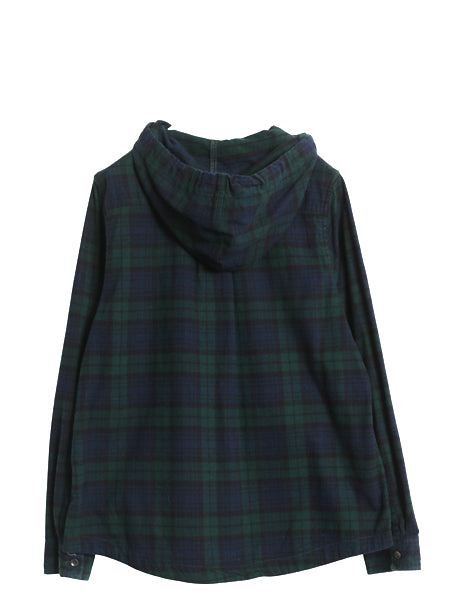 エルエルビーン フルジップ フランネル シャツ パーカー レディース M 古着 ブラックウォッチ チェック ジャケット 長袖シャツ ネルシャツ