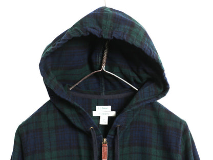 エルエルビーン フルジップ フランネル シャツ パーカー レディース M 古着 ブラックウォッチ チェック ジャケット 長袖シャツ ネルシャツ