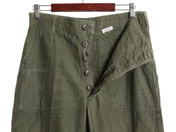 70s ★ 米軍実物 US ARMY コットン サテン ベイカー パンツ 実寸 32 28 程/ 76年製 ヴィンテージ ファティーグ ユーティリティ OG107 軍物
