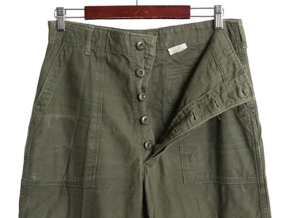 70s ★ 米軍実物 US ARMY コットン サテン ベイカー パンツ 実寸 32 28 程/ 76年製 ヴィンテージ ファティーグ ユーティリティ OG107 軍物