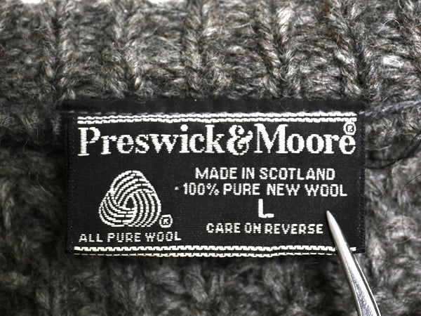 80s スコットランド製 Preswick&Moore ノルディック ウール ニット セーター メンズ L / ヴィンテージ フェアアイル バーズアイ ローゲージ