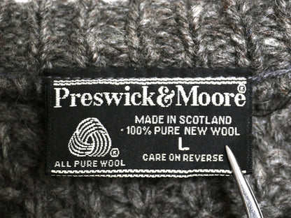 80s スコットランド製 Preswick&Moore ノルディック ウール ニット セーター メンズ L / ヴィンテージ フェアアイル バーズアイ ローゲージ