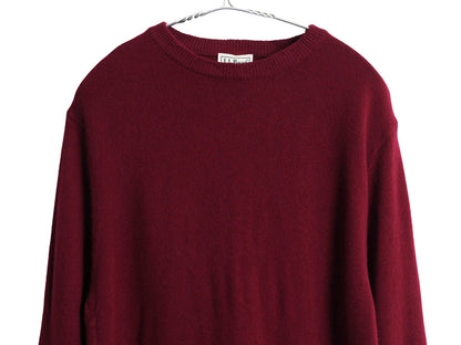 エルエルビーン ニット セーター メンズ M ラム ウール 長袖ニット クルーネック 無地 シンプル カジュアル ハイゲージ 薄手 バーガンディ