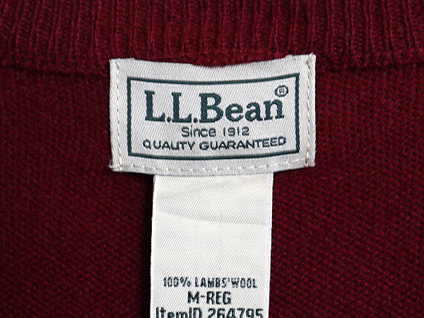 エルエルビーン ニット セーター メンズ M ラム ウール 長袖ニット クルーネック 無地 シンプル カジュアル ハイゲージ 薄手 バーガンディ