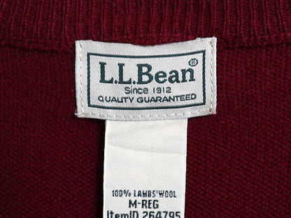 エルエルビーン ニット セーター メンズ M ラム ウール 長袖ニット クルーネック 無地 シンプル カジュアル ハイゲージ 薄手 バーガンディ