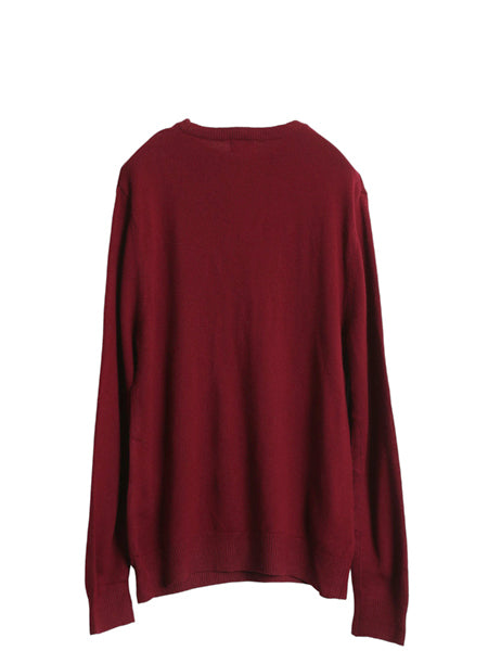 エルエルビーン ニット セーター メンズ M ラム ウール 長袖ニット クルーネック 無地 シンプル カジュアル ハイゲージ 薄手 バーガンディ