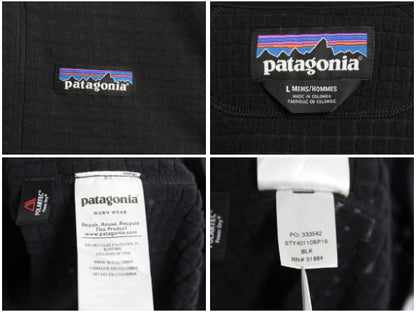  パタゴニア R1 プルオーバー メンズ L 古着 19年製 アウトドア レギュレーター ストレッチ 裏 フリース ハーフジップ ロンT ハイネック 黒