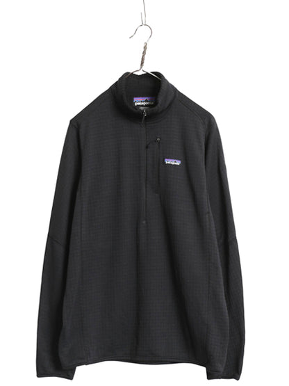  パタゴニア R1 プルオーバー メンズ L 古着 19年製 アウトドア レギュレーター ストレッチ 裏 フリース ハーフジップ ロンT ハイネック 黒