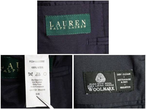 ローレン ラルフローレン テーラード ジャケット メンズ M 程/ ポロ スーツ 紺ブレ ブレザー サマー ウール 金ボタン きれいめ トラッド 紺