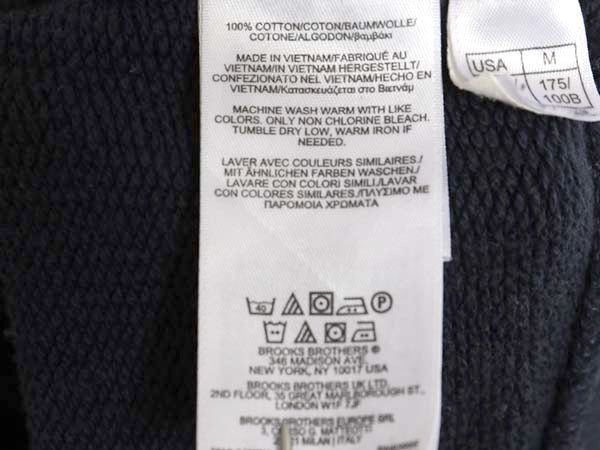 ブルックスブラザーズ プリント スウェット メンズ レディース M / 古着 トレーナー 前V クルーネック コットン 裏起毛なし 薄手 ネイビー 