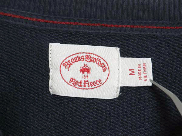 ブルックスブラザーズ プリント スウェット メンズ レディース M / 古着 トレーナー 前V クルーネック コットン 裏起毛なし 薄手 ネイビー 