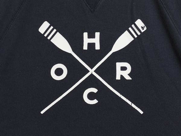 ブルックスブラザーズ プリント スウェット メンズ レディース M / 古着 トレーナー 前V クルーネック コットン 裏起毛なし 薄手 ネイビー 