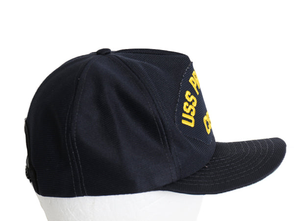 80s USA製 ニューエラ US NAVY 刺繍 ベースボール キャップ フリーサイズ 帽子 ヴィンテージ USN 軍物 トラッカー ミリタリー 6パネル 濃紺