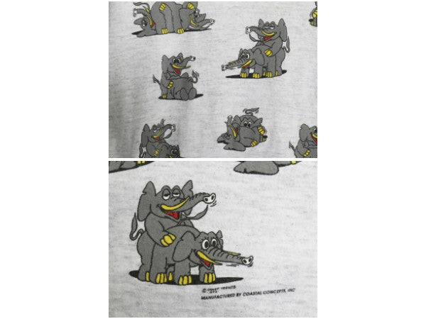 90s USA製 ゾウ 四十八手 両面 プリント 半袖 Tシャツ メンズ L / オールド イラスト アート アニマル エロ キャラクター シングルステッチ
