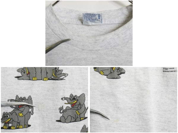 90s USA製 ゾウ 四十八手 両面 プリント 半袖 Tシャツ メンズ L / オールド イラスト アート アニマル エロ キャラクター シングルステッチ