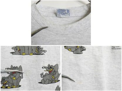 90s USA製 ゾウ 四十八手 両面 プリント 半袖 Tシャツ メンズ L / オールド イラスト アート アニマル エロ キャラクター シングルステッチ