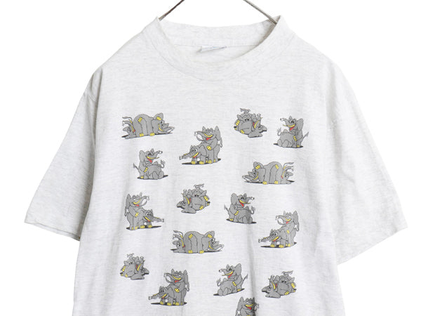 90s USA製 ゾウ 四十八手 両面 プリント 半袖 Tシャツ メンズ L / オールド イラスト アート アニマル エロ キャラクター シングルステッチ