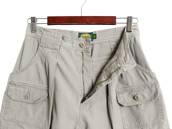 90s カベラス ショートパンツ レディース S 程/ オールド サファリ ノータック カーゴ ブッシュ ショーツ コットン キャンバス アウトドア