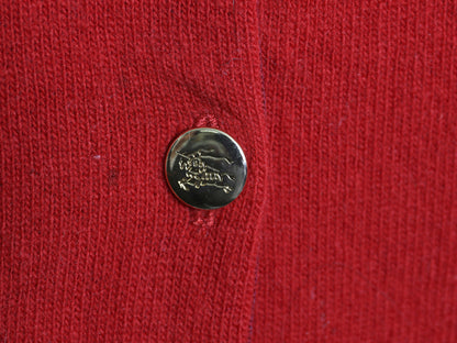 90s スコットランド製 バーバリー ニット カーディガン レディース L 古着 オールド 前開き 羽織りラム ウール 長袖ニット 無地 ハイゲージ