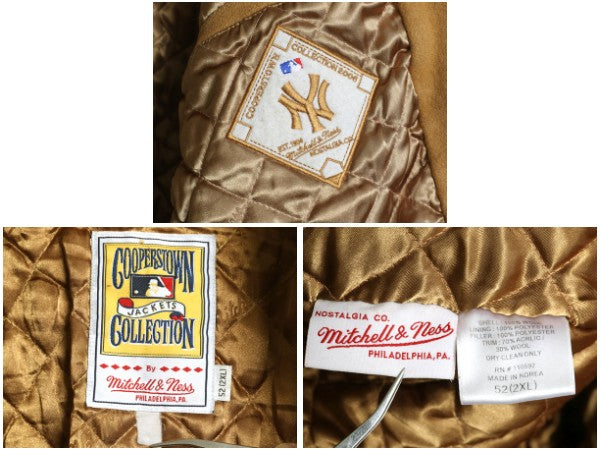 ミッチェルアンドネス ヤンキース ウール スタジャン メンズ 2XL / MLB オフィシャル アワード ジャケット 中綿 キルティング 大きいサイズ