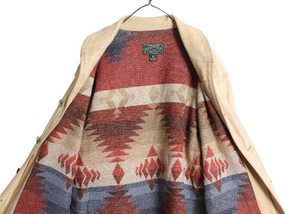 80s USA製 ポロカントリー 本革 レザー ジャケット レディース L メンズ M / ヴィンテージ 革ジャン ショールカラー カーコート ネイティブ