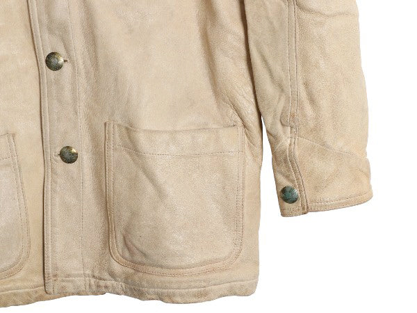 80s USA製 ポロカントリー 本革 レザー ジャケット レディース L メンズ M / ヴィンテージ 革ジャン ショールカラー カーコート ネイティブ