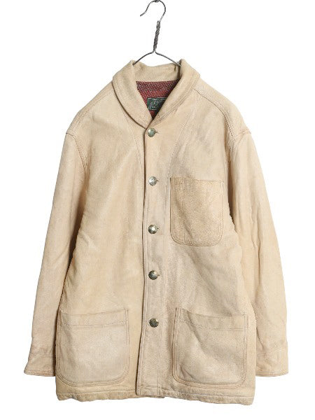 80s USA製 ポロカントリー 本革 レザー ジャケット レディース L メンズ M / ヴィンテージ 革ジャン ショールカラー カーコート ネイティブ